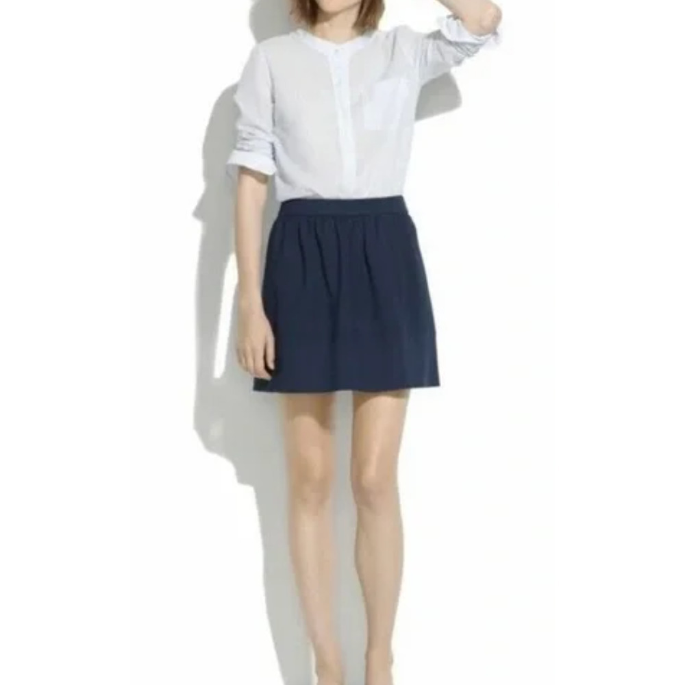 Madewell NWT Women's Ponte Swivel Skirt Navy Blue Mini Ruched A2726 Size 10